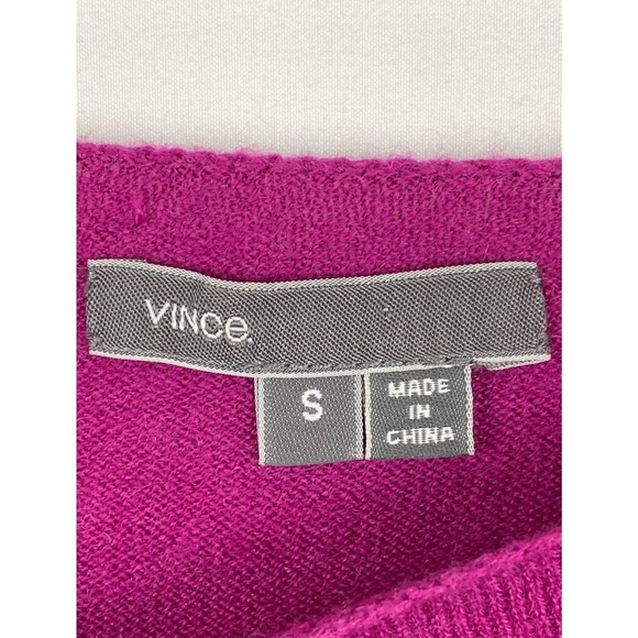 Vince Cashmere Wool Blend Sweater S Fuchsia Boatneck Old Money Bright Minimalist - Picture 7 of 9